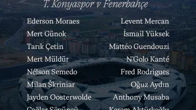 Fenerbahçe’nin Ziraat Türkiye Kupası çeyrek finalinde deplasmanda Konyaspor ile oynayacağı