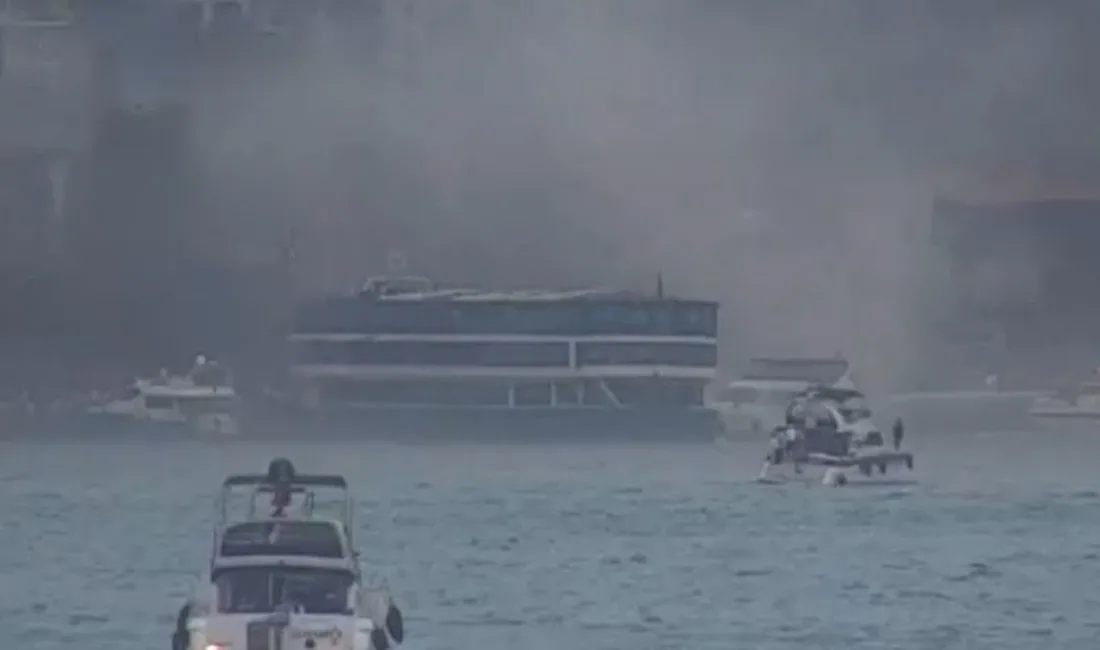 Bebek Sahili’nde meydana gelen tekne yangını Kıyı Emniyeti ve itfaiye