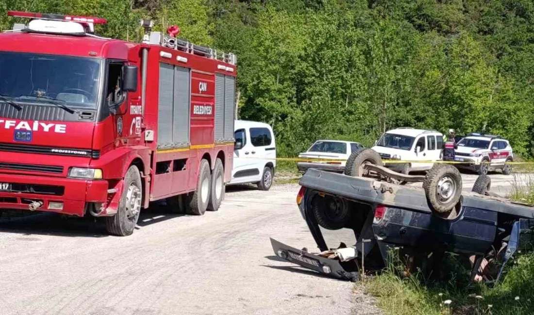Çanakkale’nin Çan ilçesinde kontrolden çıkarak takla atan otomobilin sürücüsü olay