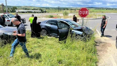 Kırklareli’nin Vize ilçesinde iki otomobilin çarpışması sonucu meydana gelen trafik