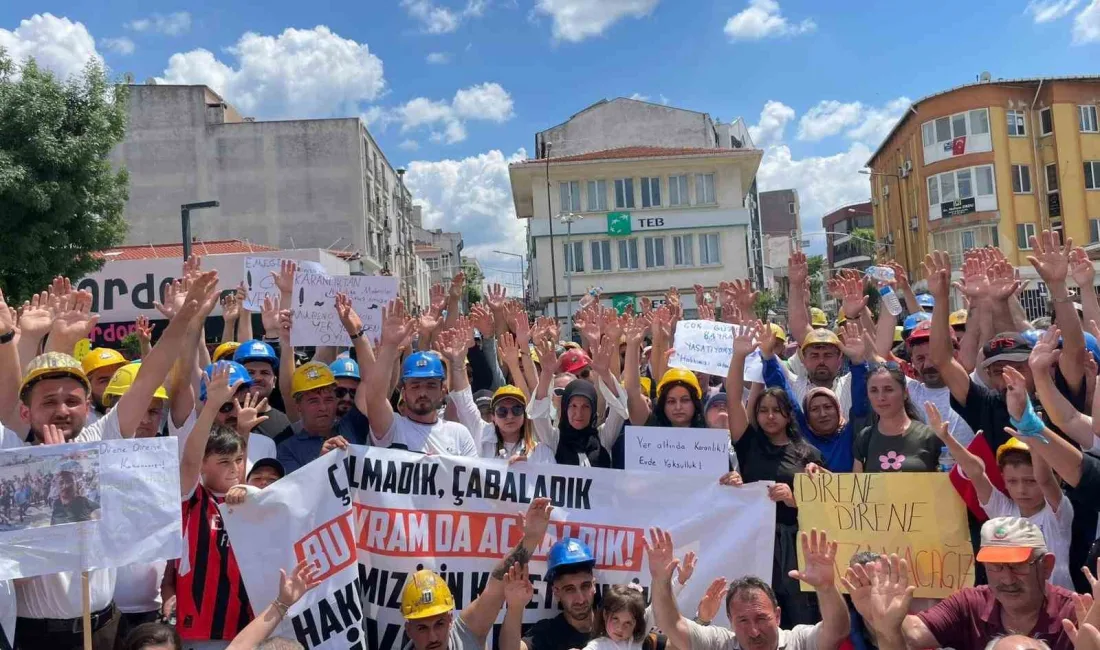 Edirne’nin Uzunköprü ilçesinde faaliyet gösteren Kiremitçiler Maden Ocağı işçileri, maaş