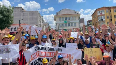 Edirne’nin Uzunköprü ilçesinde faaliyet gösteren Kiremitçiler Maden Ocağı işçileri, maaş