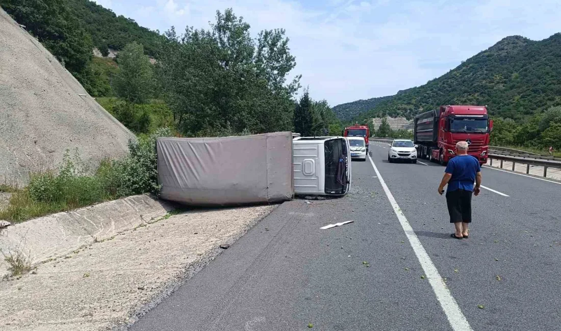 Bilecik’te seyir halinde kontrolden çıkan kamyonet devrilirken, sürücüsü yaralandı. Kaza;