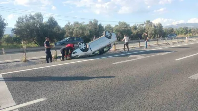 Balıkesir’in Havran ilçesinde bir otomobilin kontrolden çıkması sonucu meydana gelen