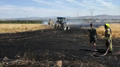 Balıkesir’in Gönen ilçesinde tarım arazisinde çıkan yangında 13 dönümü biçilmemiş