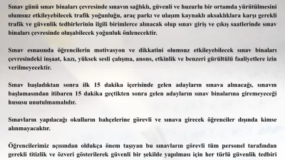 Tekirdağ Valiliği, Liselere Geçiş Sistemi (LGS) kapsamında gerçekleştirilecek merkezi sınav