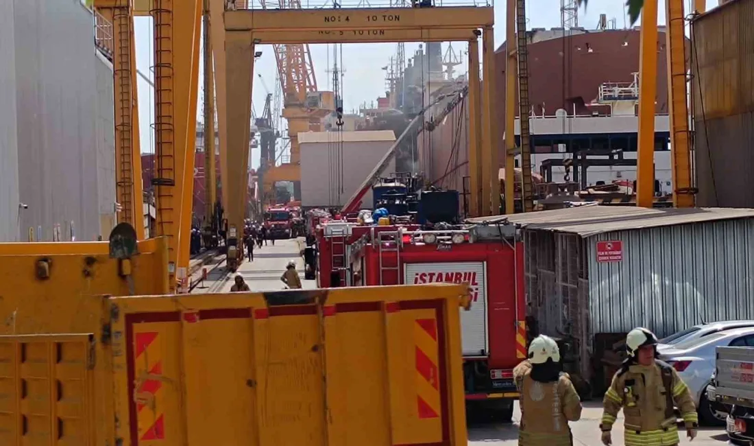 Tuzla ilçesinde bulunan Dentaş Tersanesi’nde bakımda olan bir gemide çıkan
