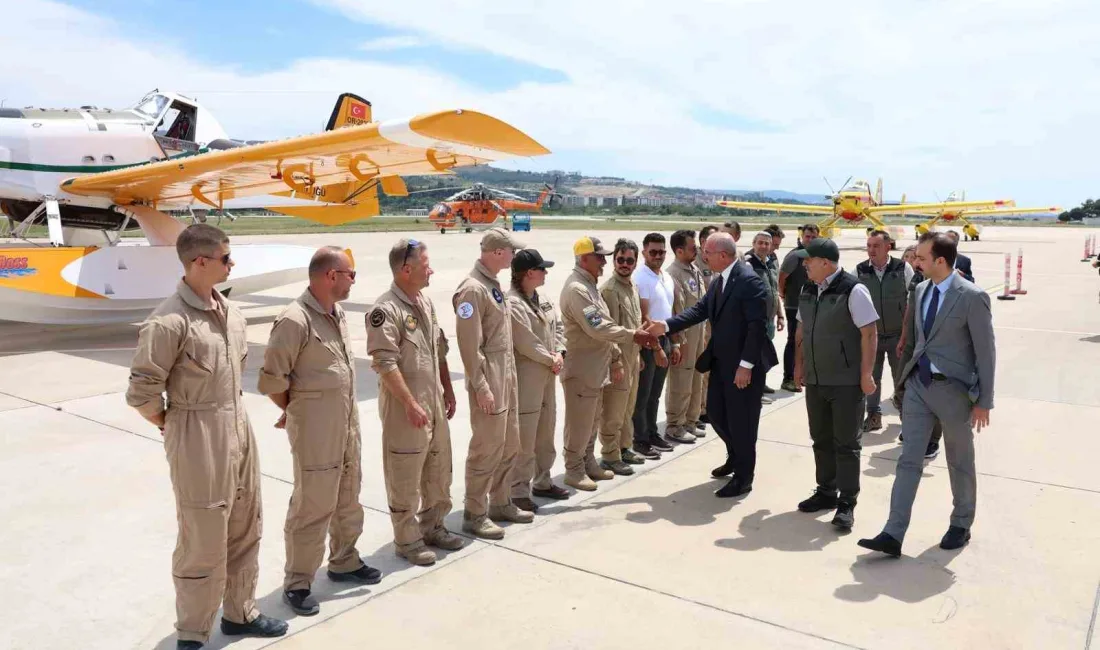 Çanakkale Valisi Doç. Dr. Ömer Toraman havalimanında konuşlu bulunan yangın