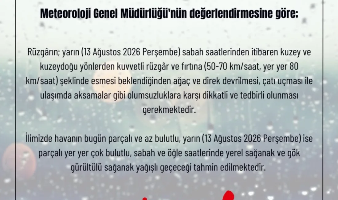 İstanbul Valiliği, yarın sabah saatlerinden itibaren İstanbul’da etkili olması beklenen