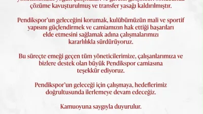 Pendikspor’da bir süredir devam eden transfer yasağı sona erdi. Yürütülen