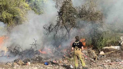 Bursa’nın Mudanya ilçesi ormanlık alanda yakılan ateşin çevredeki kuru ot