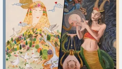 Balıkesir’in Ayvalık ilçesinde hazırladıkları eserlerle sanatseverlerin beğenisini kazanan Olcay Kıncay
