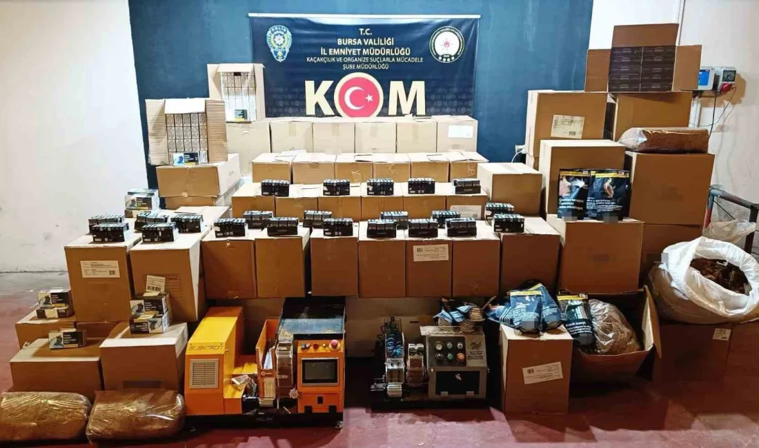 Bursa’da kaçak tütün ve sigara üretimine yönelik düzenlenen operasyonda 627