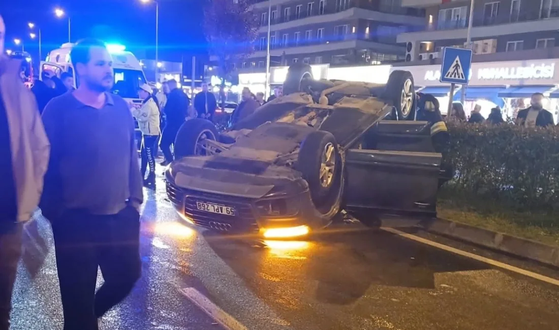 Tekirdağ’ın Çorlu ilçesinde bir otomobille çarpışan araç takla attı. Kazada
