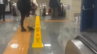 İstanbul’da sağanak yağış nedeniyle Hacıosman metro istasyonunu su bastı. Tavandan