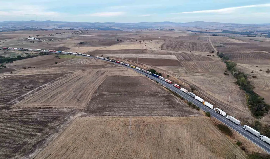 Edirne’de Bulgaristan’a açılan Hamzabeyli Sınır Kapısı’nda yaklaşık 37 kilometreyi bulan