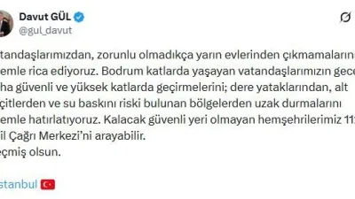 İstanbul Valisi Davut Gül, İstanbul’da etkili olan sağanak yağış nedeniyle